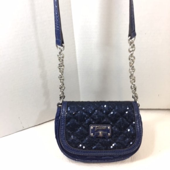 Guess Blue Sequin Sparkles Quilted Crossbody Bag - Picture 8 of 15